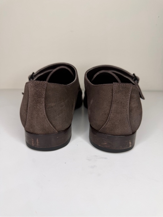 SUITSUPPLY Brown Suede Double Monk Strap Shoes Men Size 44 UK 10 Made In Italy